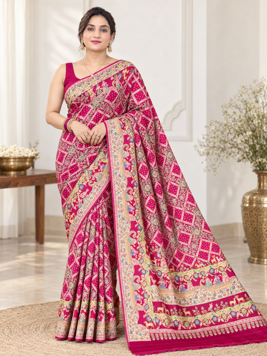 Karwa Chauth Special Printed Silk Saree