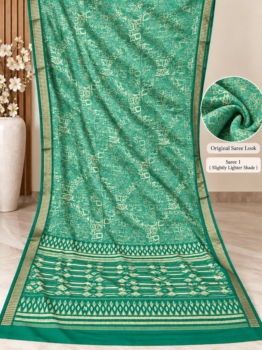 Light Green Ethnic Saree – Georgette – Fresh, Serene Elegance