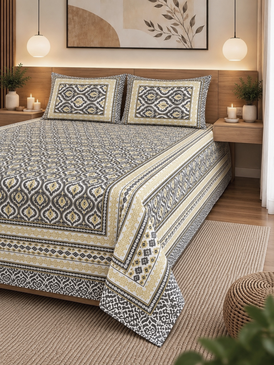 Jaipuri Cotton Bedsheet – 108 × 108 Inches