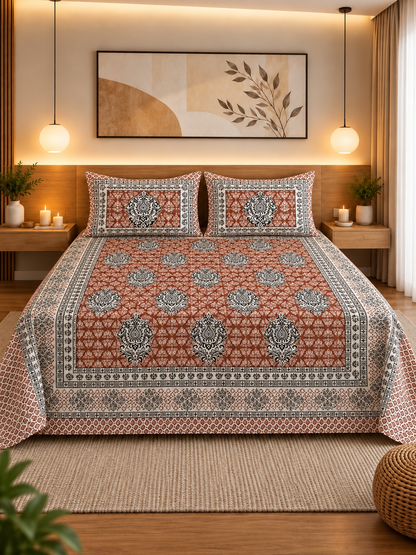 Jaipur Heritage Cotton Bedsheet – 108 × 108 Inches