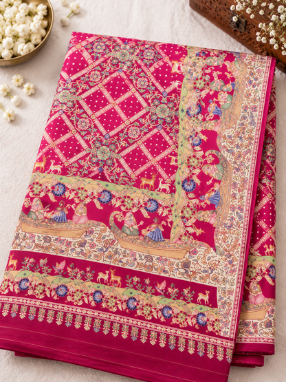 Karwa Chauth Special Printed Silk Saree