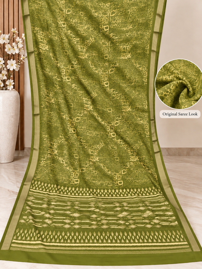 Mehndi Ethnic Saree – Georgette – Earthy, Timeless Elegance