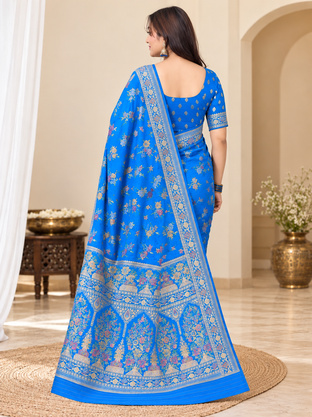 Firozi Silk Saree – Festive Wear