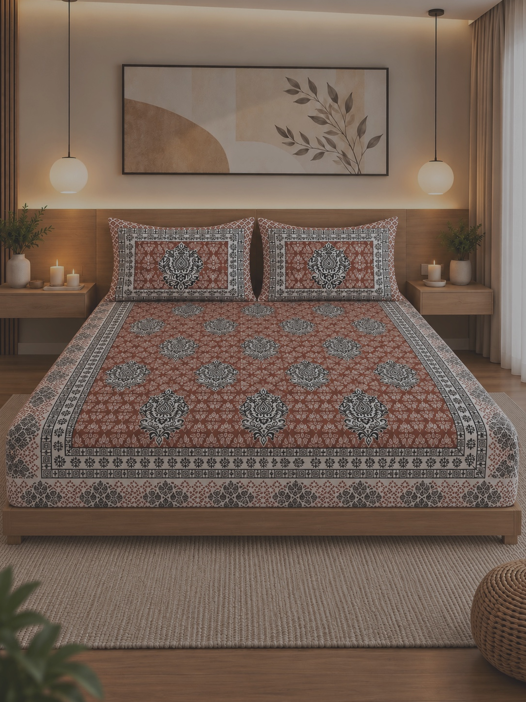 Jaipur Heritage Cotton Bedsheet – 108 × 108 Inches
