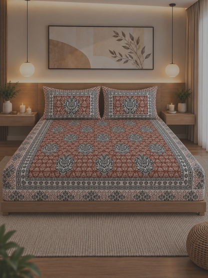 Jaipur Heritage Cotton Bedsheet – 108 × 108 Inches