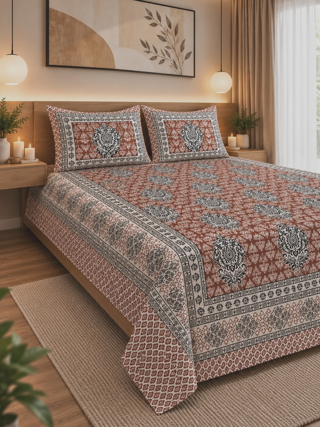 Jaipur Heritage Cotton Bedsheet – 108 × 108 Inches