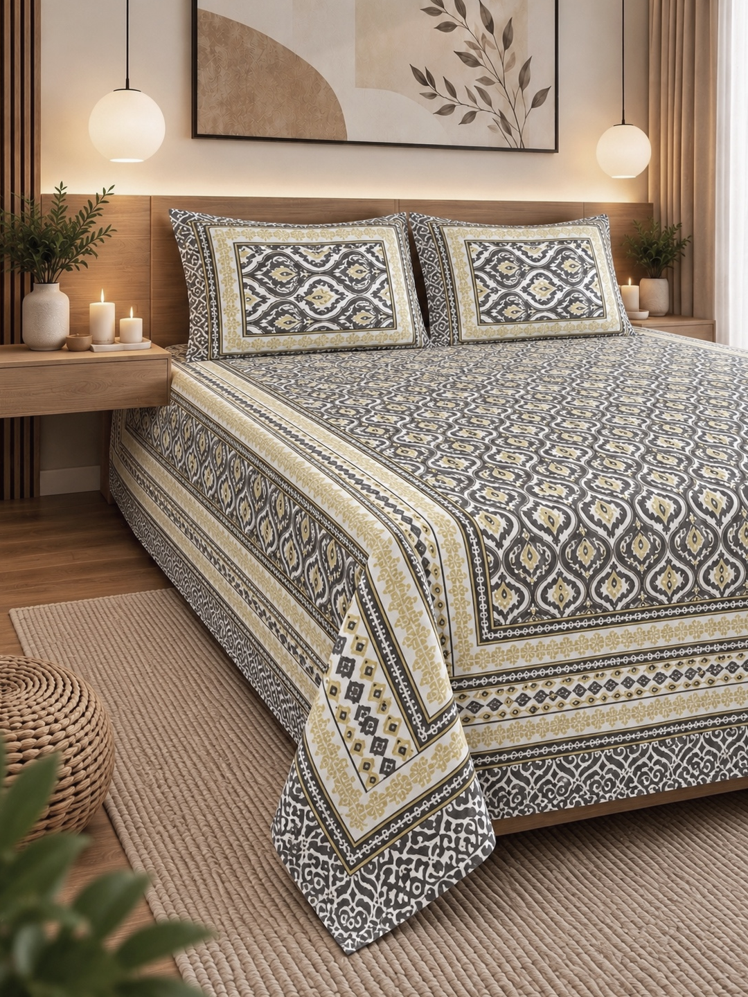 Jaipuri Cotton Bedsheet – 108 × 108 Inches