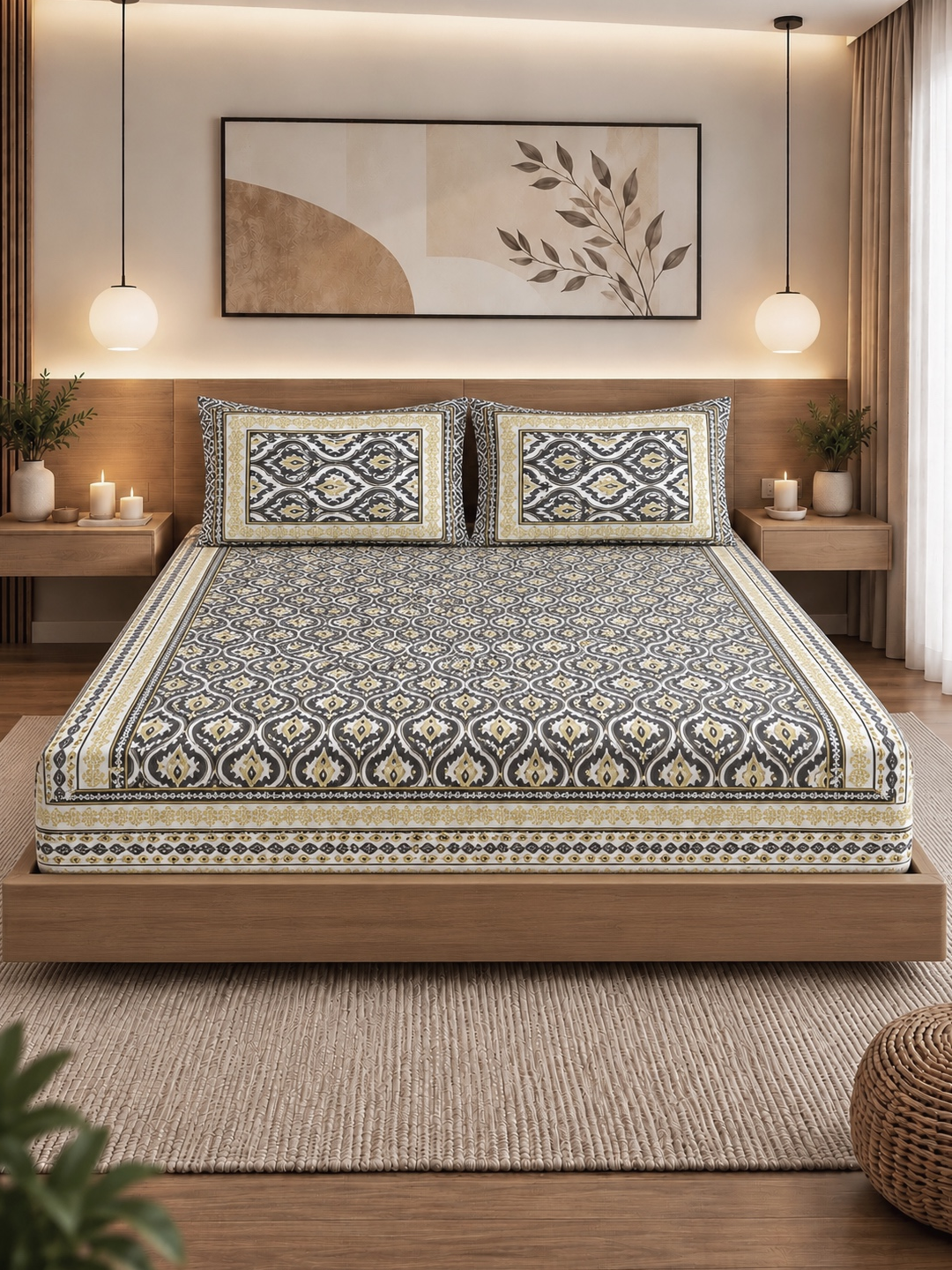 Jaipuri Cotton Bedsheet – 108 × 108 Inches