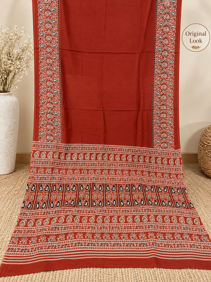 Rust Cotton Saree – Earthy, Everyday Elegance