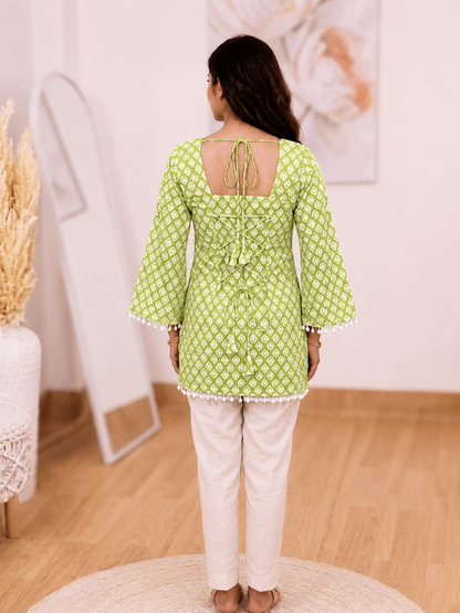 Cotton Lime Green Kurti – Vibrant Fresh Everyday Charm(Only Kurti) (S–5XL)