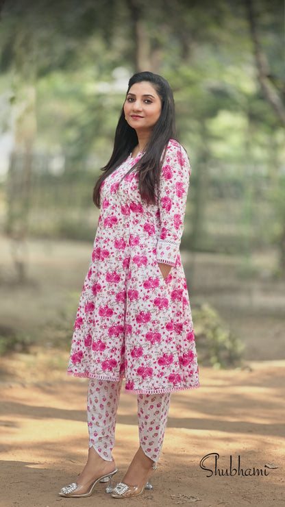 Floral Co-ord Set - Super-Soft Cotton Pink Print Co-ord for Women