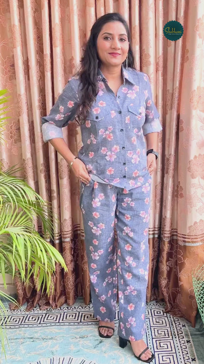 Women Cotton Co-ord Set (Shirt & Pant) - Neutral Office & Travel Smart Set (S–5XL)