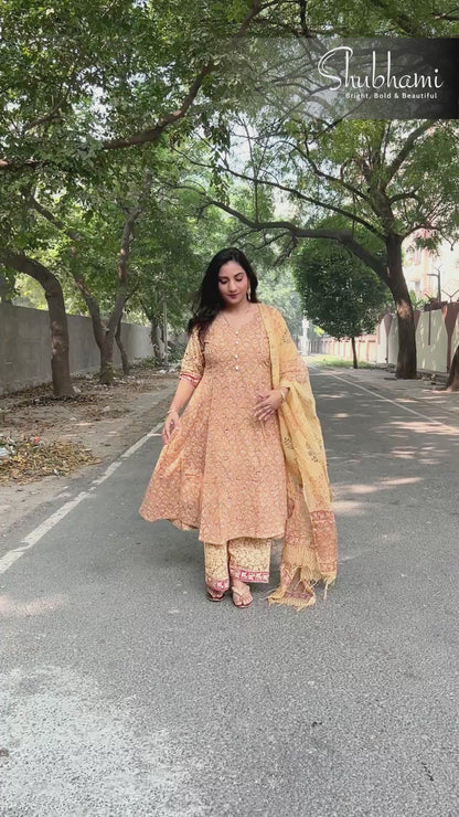 A-Line Kali Kurta with Palazzo – Pure Cotton Easy-Fit Set