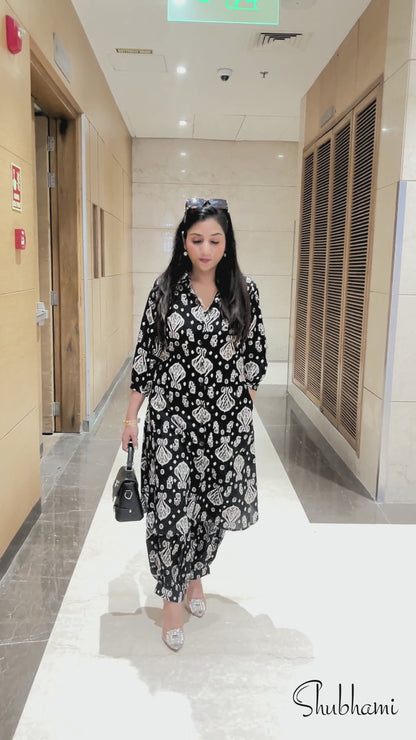 Black Pure Cotton Co-ord Set – Saganeri Block Print Ethnic Co-ord