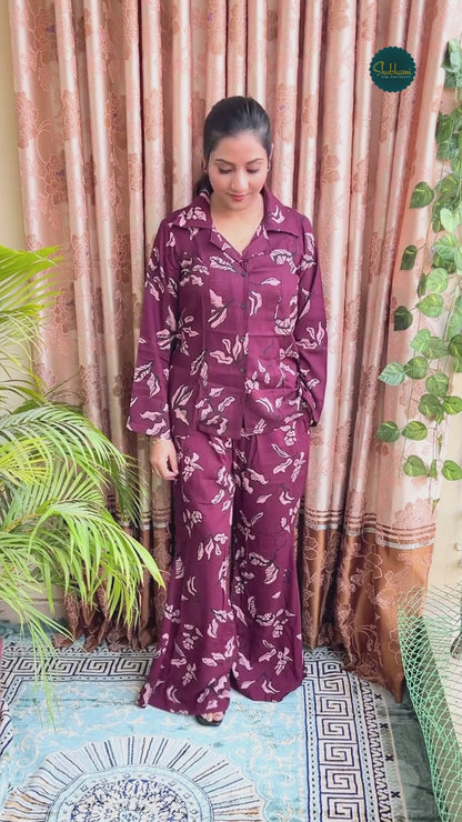 Women Tulip Pink Printed Shirt & Pant Co-ord Set – Soft Everyday Casual (S–5XL)