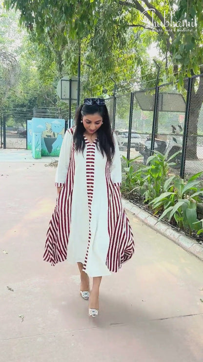 A-Line Dress – Rayon Cotton Striped Day Dress