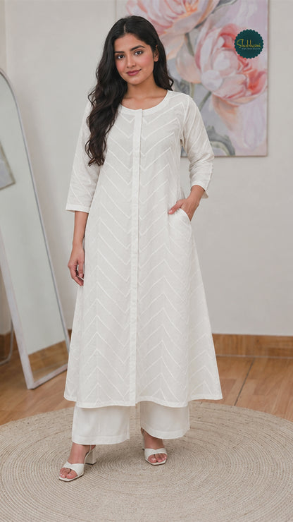 White A-Line Kurta Set – Minimalist Everyday Elegance