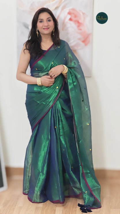 Cotton Metallic Shimmer Saree – Glamorous Festive Ethnic Glow