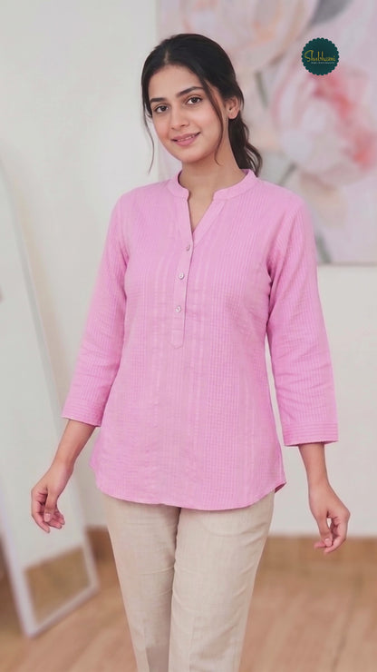 Cotton Graceful Pink Textured Kurti – Elegant Everyday Ethnic Softness  (Only Kurti) (S–5XL)