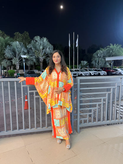Colorful Kaftan Palazzo Co‑ord Set – Premium Rayon Co‑ord for Women