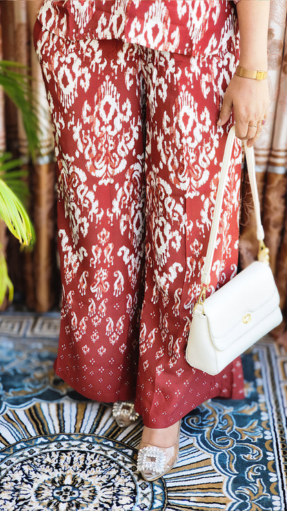 Red Cotton Printed Shirt & Pant Co-ord Set – Vacation-to-Office Look (S–5XL)