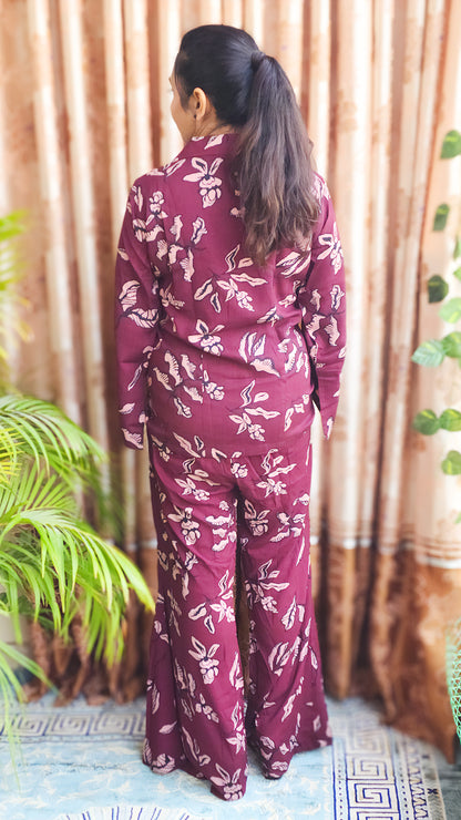 Women Tulip Pink Printed Shirt & Pant Co-ord Set – Soft Everyday Casual (S–5XL)