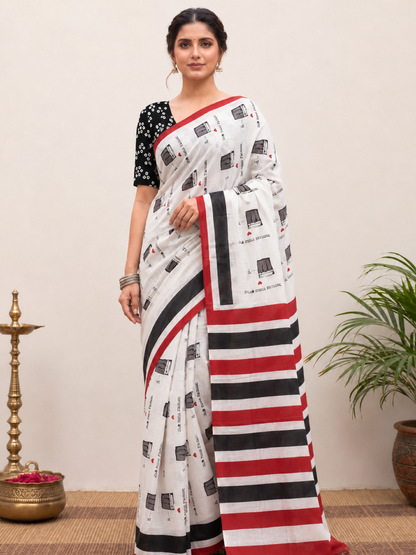 Mal Cotton Saree – Soft, Lightweight Cotton Saree with Minimal Digital Prints