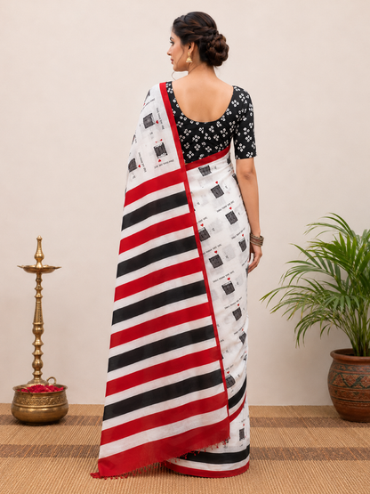 Mal Cotton Saree – Soft, Lightweight Cotton Saree with Minimal Digital Prints