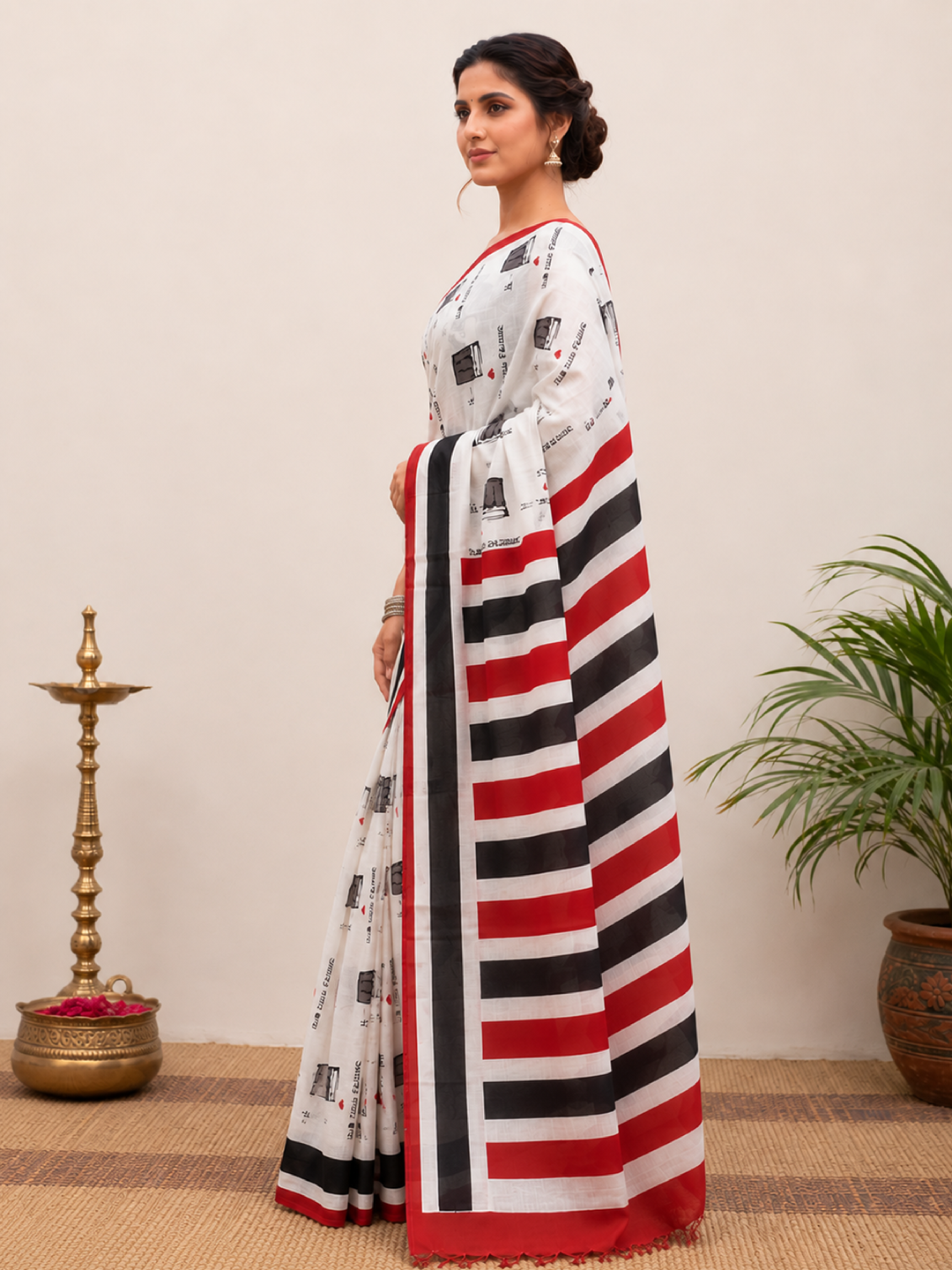 Mal Cotton Saree – Soft, Lightweight Cotton Saree with Minimal Digital Prints