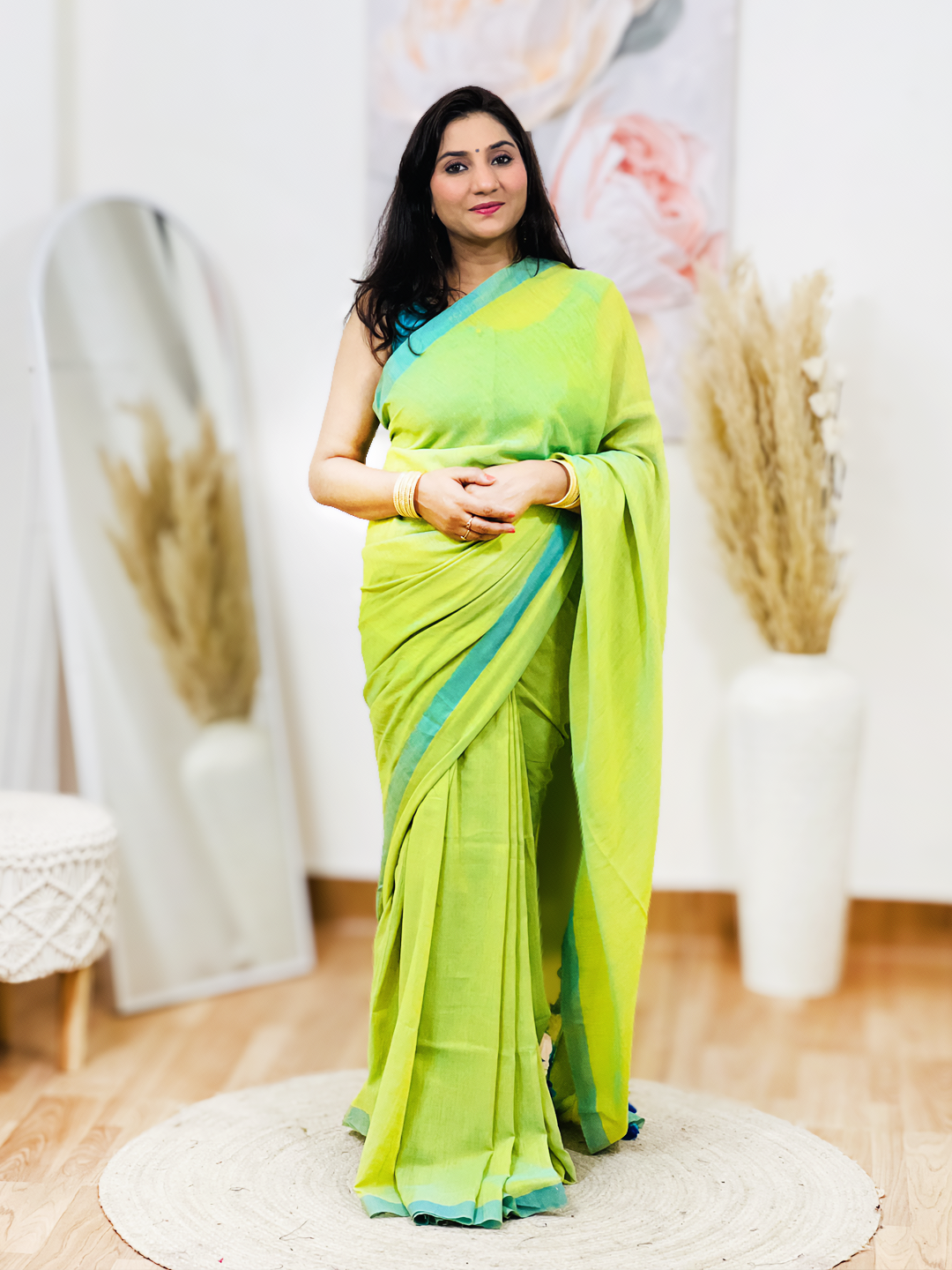 Cotton Solid Saree with Contrast Border – Timeless Elegant Ethnic Drape