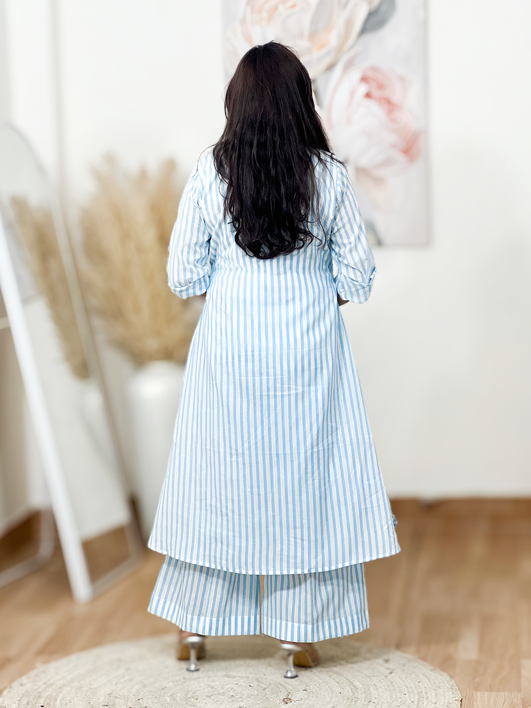 Cotton Collared Striped Set – Modern Casual Chic Co-Ord Elegance (S–5XL)