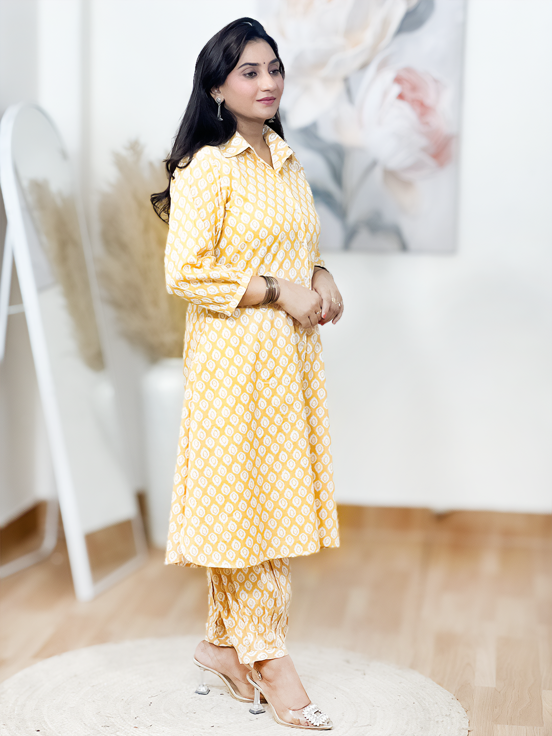Cotton Shirt Style Kurti with Afghani Salwar – Traditional Comfort Co-Ord Elegance (S–5XL)