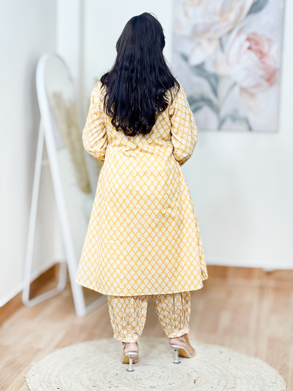Cotton Shirt Style Kurti with Afghani Salwar – Traditional Comfort Co-Ord Elegance (S–5XL)