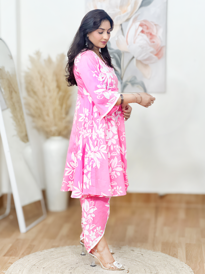 Cotton Pink Dhoti Co-Ord Set – Festive Chic Comfort Elegance (S–5XL)