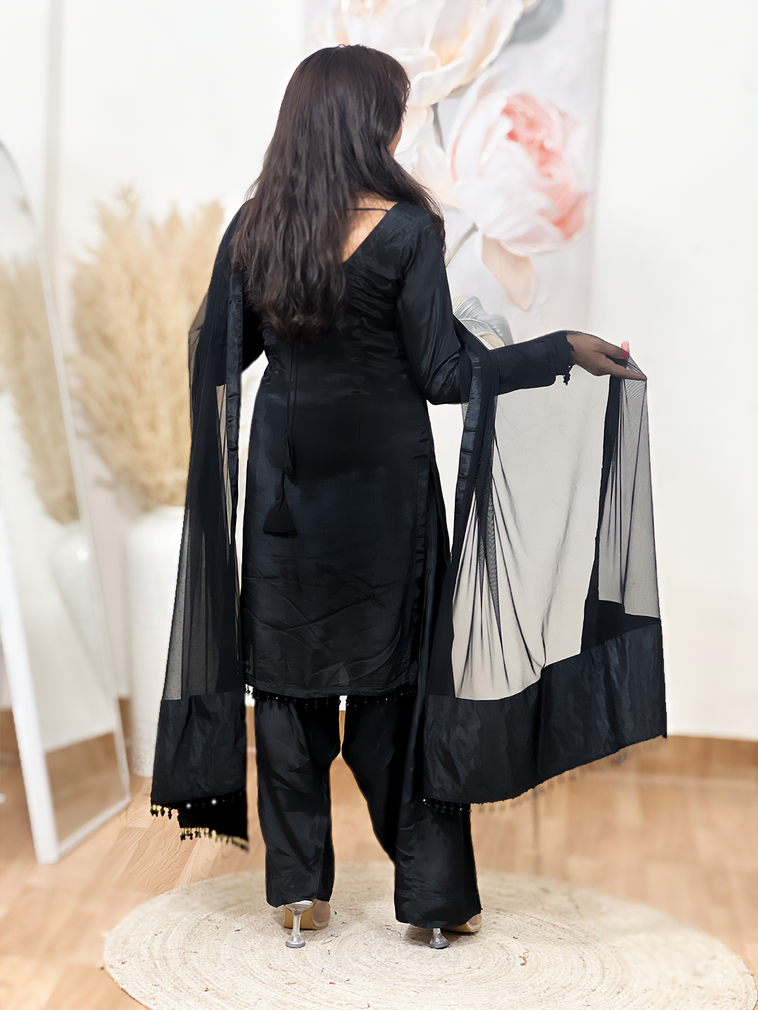 Crepe Classic Black Ethnic Salwar Set – Timeless Sophisticated Elegance (S–5XL)