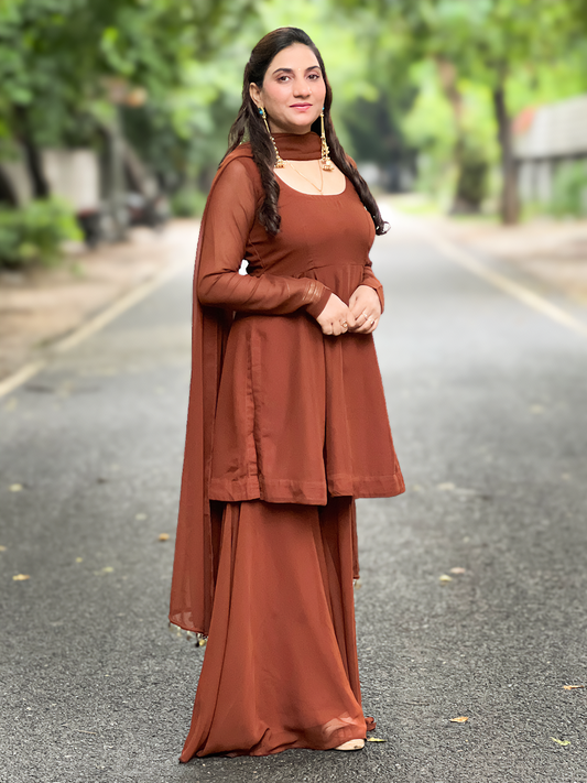 Cotton Rust Brown Suit Set – Festive Elegance with Warm Charm(S–5XL)