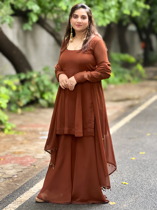 Cotton Rust Brown Suit Set – Festive Elegance with Warm Charm(S–5XL)