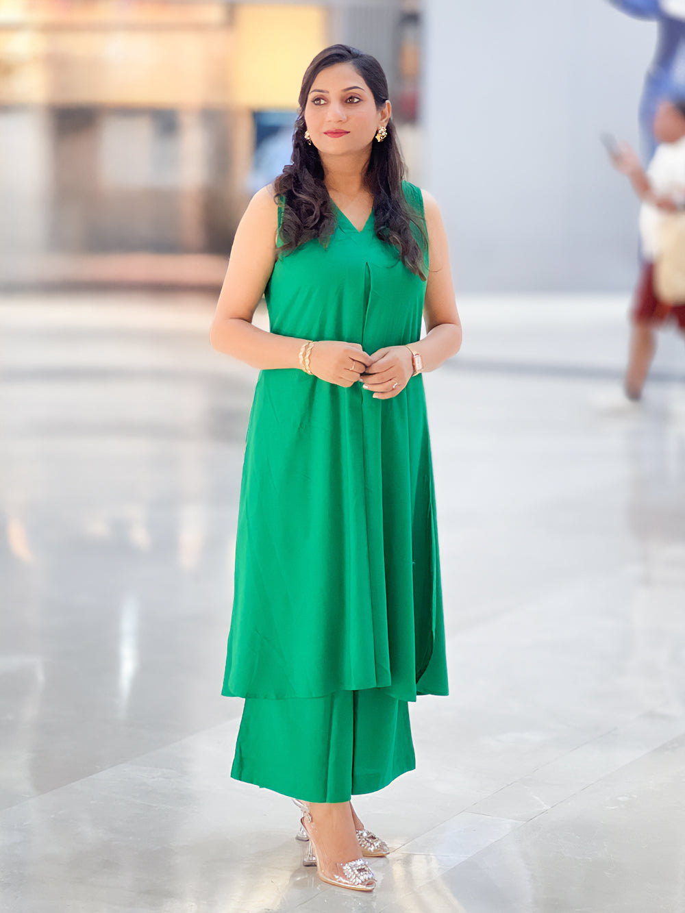 Rayon Cotton Emerald Apple Cut Palazzo Set – Flowy Festive Ethnic (S–5XL)