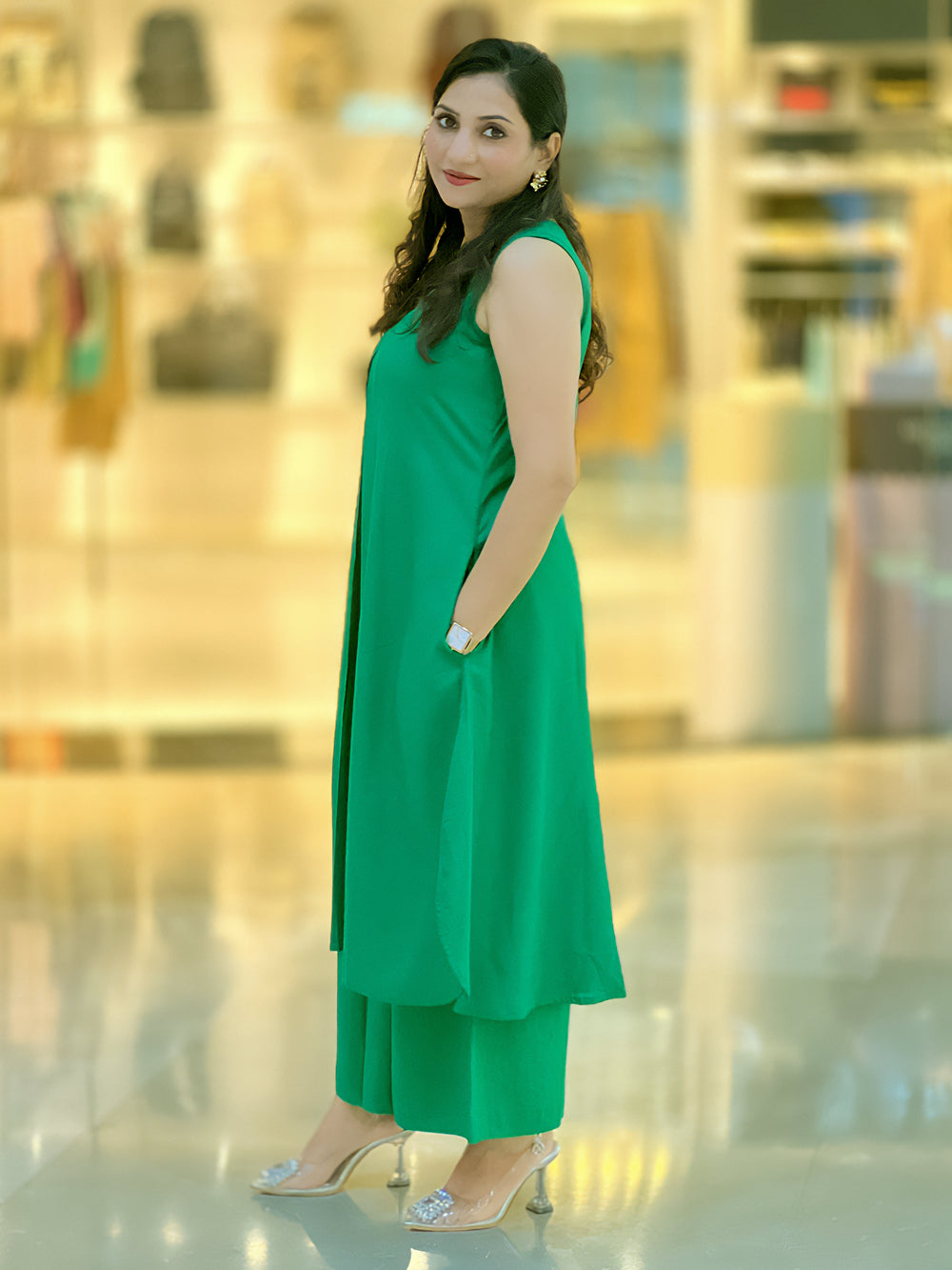 Rayon Cotton Emerald Apple Cut Palazzo Set – Flowy Festive Ethnic (S–5XL)