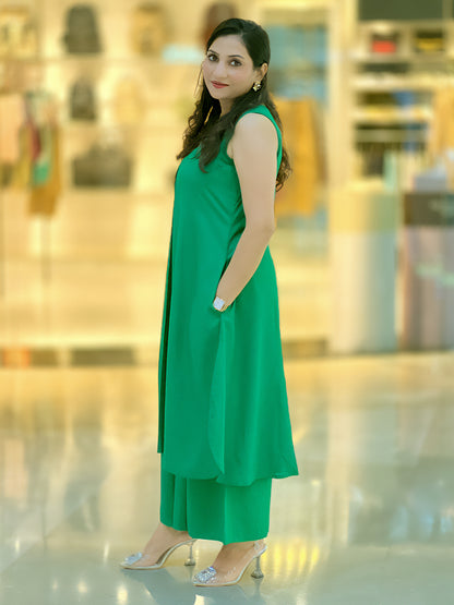 Rayon Cotton Emerald Apple Cut Palazzo Set – Flowy Festive Ethnic (S–5XL)