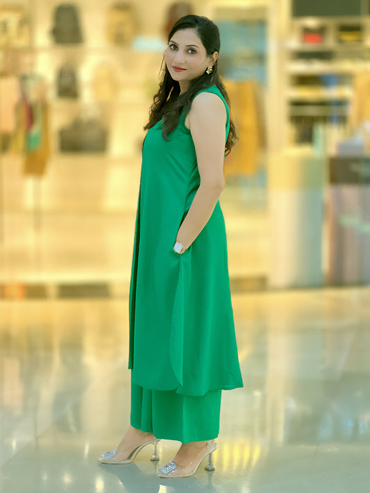 Rayon Cotton Emerald Apple Cut Palazzo Set – Flowy Festive Ethnic (S–5XL)