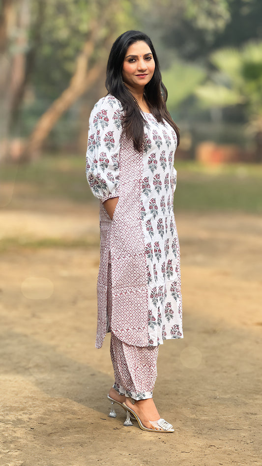 Afghani Block Print Ethnic Co-ord Set – Pure Cotton Co-ord for Women