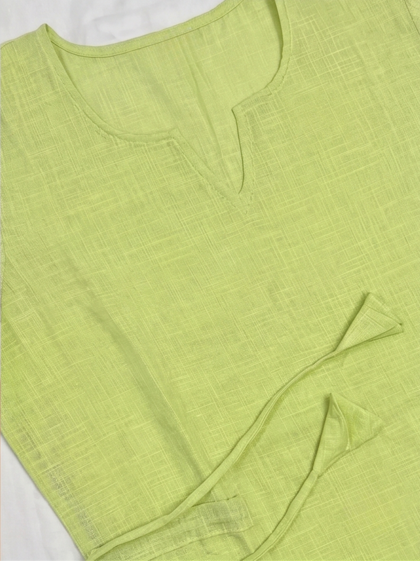 Cotton Pastel Green Drawstring Kurti – Relaxed Everyday Bohemian Ethnic  (Only Kurti) (S–5XL)