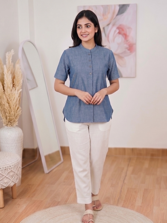 Cotton Urban Stripe Professional Kurti – Sleek Office Ethnic Modern  (Only Kurti) (S–5XL)