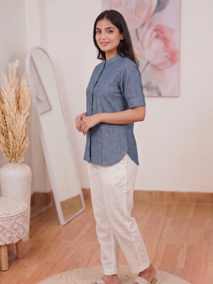 Cotton Urban Stripe Professional Kurti – Sleek Office Ethnic Modern  (Only Kurti) (S–5XL)
