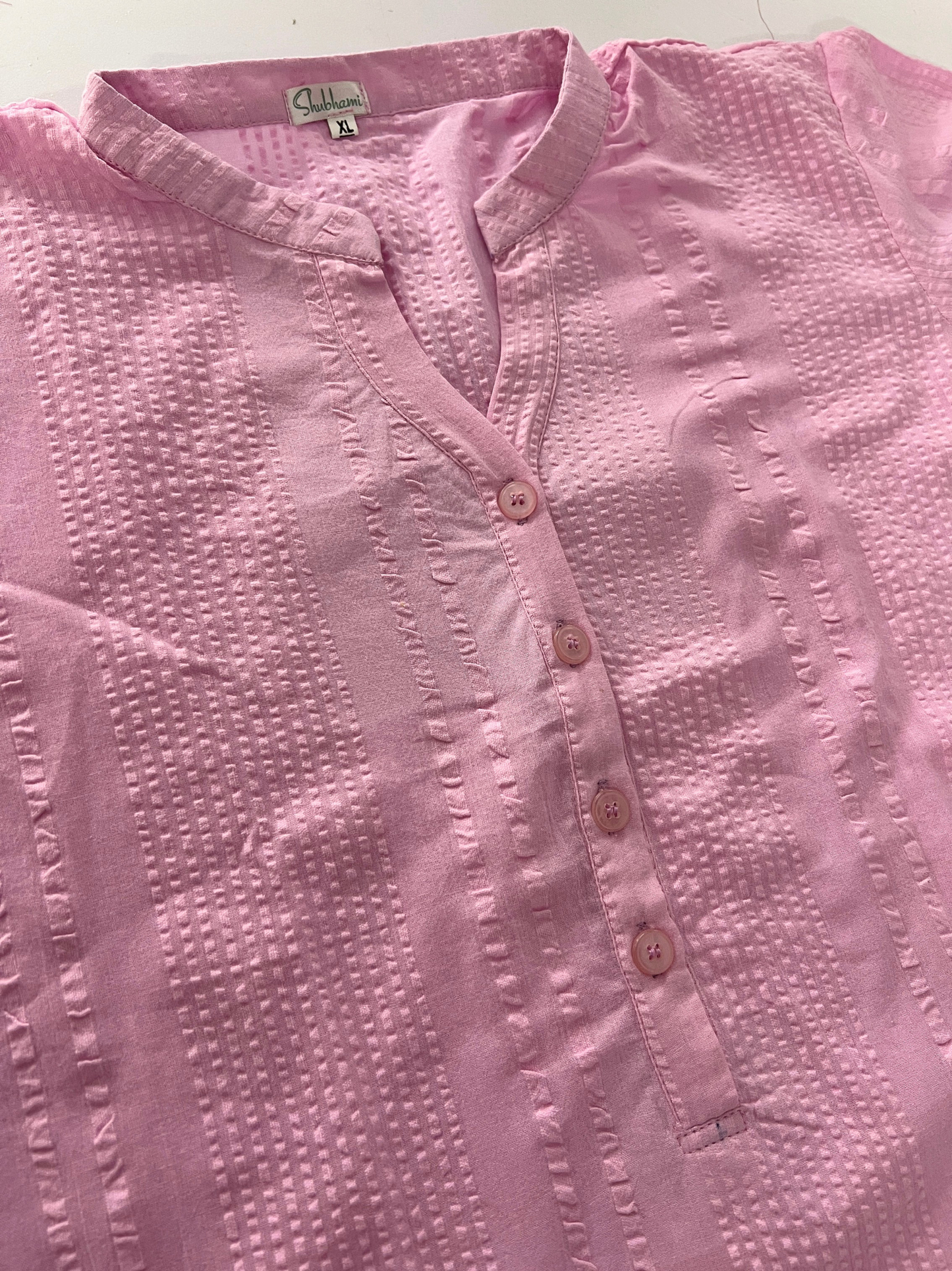Cotton Graceful Pink Textured Kurti – Elegant Everyday Ethnic Softness  (Only Kurti) (S–5XL)