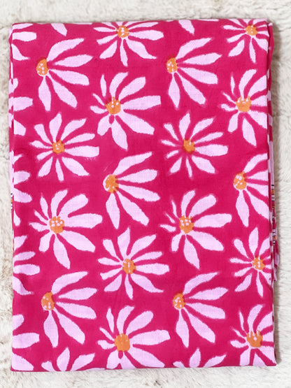 Cotton Pink Petal Hand-Block Unstitched Suit – Artisanal Floral Ethnic Versatility