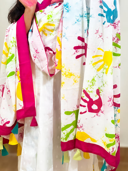 Rang Barse Holi Special Cotton A-Line Anarkali Kurta With Palazzo Pant & Dupatta – Festive Color Splash (S–5XL)