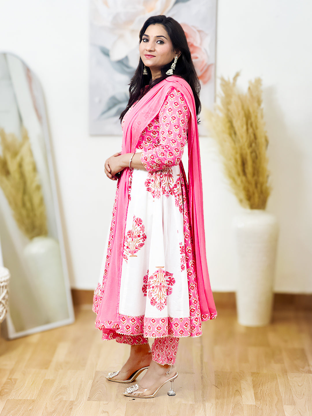 Cotton Anarkali Kurta with Pants & Dupatta – Flowing Festive Ethnic Ensemble (S–5XL)