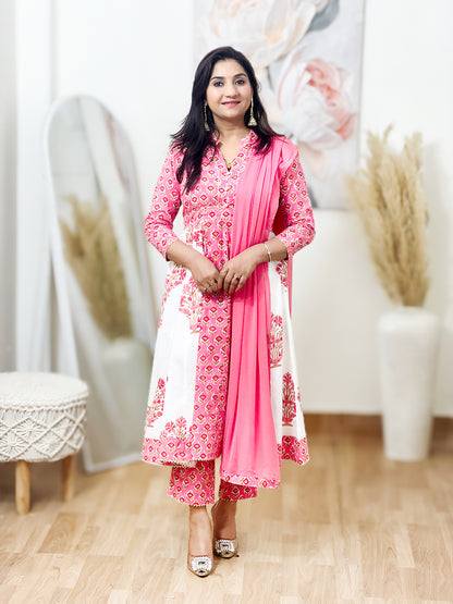 Cotton Anarkali Kurta with Pants & Dupatta – Flowing Festive Ethnic Ensemble (S–5XL)